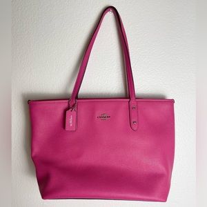 Coach City Zip Tote Bag Bright Pink Ruby Shoulder Purse